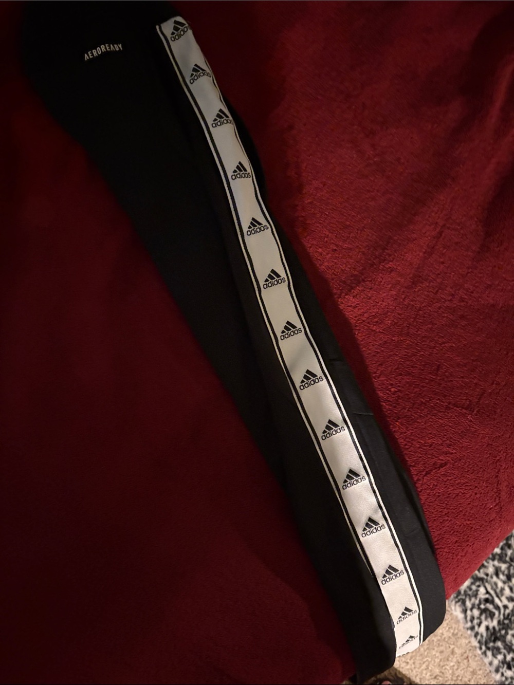 Adidas Black Track Pants w/ custom White Side Stitching